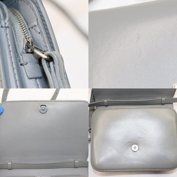 Balenciaga B Small Shiny Leather Handbag - Grey - Picture 13 of 15